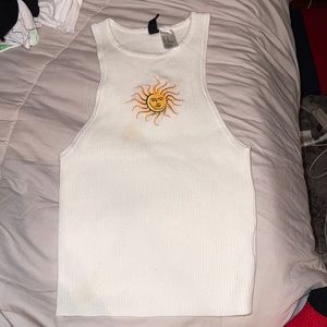 Sun and moon ribbed tank top